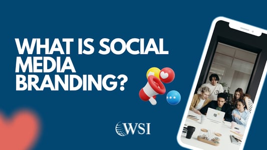 Image showing the text “What is Social Media Branding?” with icons and a phone showing a team working on a branding task. 